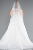 White Strapless Long Neckline Stoned Plus Size Wedding Dress ABG040