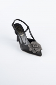 Black Satin Evening Shoe MJ9005