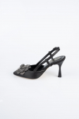 Black Satin Evening Shoe MJ9005
