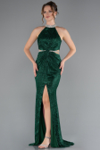 Emerald Green Halter Neck Slit Long Evening Gown ABU4324