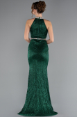 Emerald Green Halter Neck Slit Long Evening Gown ABU4324