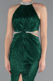 Emerald Green Halter Neck Slit Long Evening Gown ABU4324