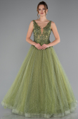 Pistachio Green Embroidered Bodice Dusty Rose Tulle Evening Gown ABU2131