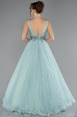 Mint Embroidered Bodice Dusty Rose Tulle Evening Gown ABU2131