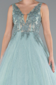 Mint Embroidered Bodice Dusty Rose Tulle Evening Gown ABU2131