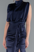 Long Navy Blue Satin Evening Dress ABU2133