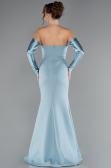 Turquoise Strapless Sleeve Accessory Slit Mermaid Prom Dress ABU4637