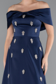 Long Navy Blue Satin Evening Dress ABU5015