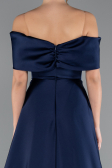 Long Navy Blue Satin Evening Dress ABU5015