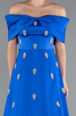 Long Sax Blue Satin Evening Dress ABU5015