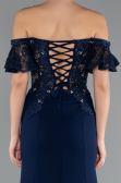 Long Navy Blue Dantelle Evening Dress ABU2261