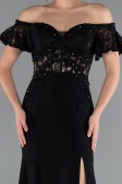 Long Black Dantelle Evening Dress ABU2261