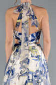 Very Colorful Halter Neck Cut Out Long Printed Satin Evening Gown ABU4686