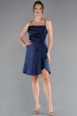 Short Navy Blue Satin Cocktail Dress ABK2366