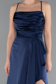 Short Navy Blue Satin Cocktail Dress ABK2366