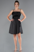 Short Black Satin Cocktail Dress ABK2366