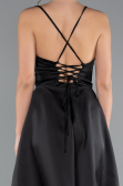 Short Black Satin Cocktail Dress ABK2366