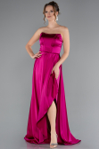 Long Fuchsia Satin Prom Gown ABU5023