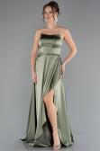 Long Olive Drab Satin Prom Gown ABU5023