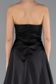 Long Black Satin Prom Gown ABU5023