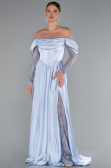 Long Light Blue Satin Evening Dress ABU5054