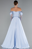 Long Light Blue Satin Evening Dress ABU5054