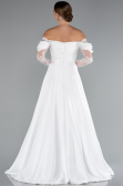 Long White Satin Evening Dress ABU5054