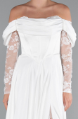 Long White Satin Evening Dress ABU5054
