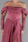 Long Light Brown Satin Evening Dress ABU5054