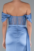 Indigo Long Satin Evening Dress ABU5034