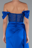 Long Sax Blue Satin Evening Dress ABU5034