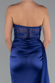 Navy Blue Long Satin Evening Dress ABU5035