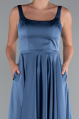 Long Indigo Satin Prom Gown ABU5059