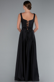 Long Black Satin Prom Gown ABU5059