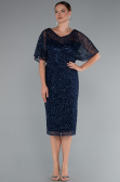 Midi Navy Blue Plus Size Cocktail Dress ABK2372