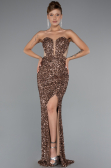 Copper Strapless Slit Long Scaly Mermaid Prom Dress ABU4790