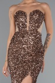 Copper Strapless Slit Long Scaly Mermaid Prom Dress ABU4790