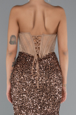 Copper Strapless Slit Long Scaly Mermaid Prom Dress ABU4790