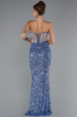 Indigo Strapless Slit Long Scaly Mermaid Prom Dress ABU4790