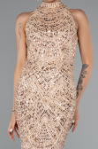 Gold Halter Neck Long Beaded Mermaid Evening Gown ABU4791