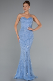 Indigo Strapless Shawl Stoned Long Evening Gown ABU4517