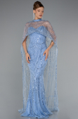 Indigo Strapless Shawl Stoned Long Evening Gown ABU4517