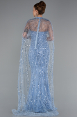 Indigo Strapless Shawl Stoned Long Evening Gown ABU4517