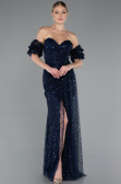 Long Navy Blue Scaly Evening Dress ABU5075