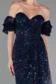 Long Navy Blue Scaly Evening Dress ABU5075
