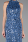 Indigo Halter Neck Long Beaded Mermaid Evening Gown ABU4791