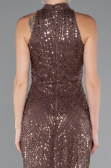 Brown Halter Neck Long Beaded Mermaid Evening Gown ABU4791
