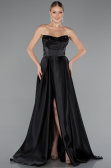 Long Black Satin Evening Dress ABU5064