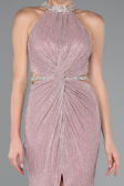 Powder Color Halter Neck Slit Long Evening Gown ABU4324