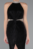 Black Halter Neck Slit Long Evening Gown ABU4324